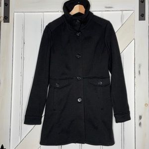 Weatherproof 1948, women’s Sz Small Black long Jacket-super cute Collar- Spring